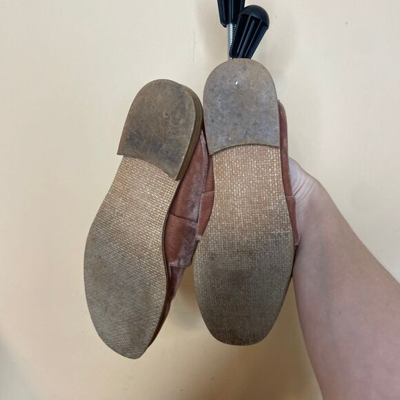 Free People Flats Velvet Slip On Loafer Dusty Pink Slides Mules Size 7 /38 - Picture 5 of 7